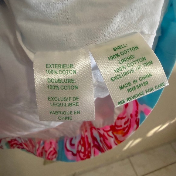 Lilly Pulitzer Blue Pink Floral Flare Dress Spaghetti Straps Crochet Waist Sz 00 - Picture 9 of 12